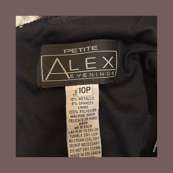 Alex Evenings Metallic Gown | Navy Blue Silver | Size 10P | Vintage - Picture 3 of 5